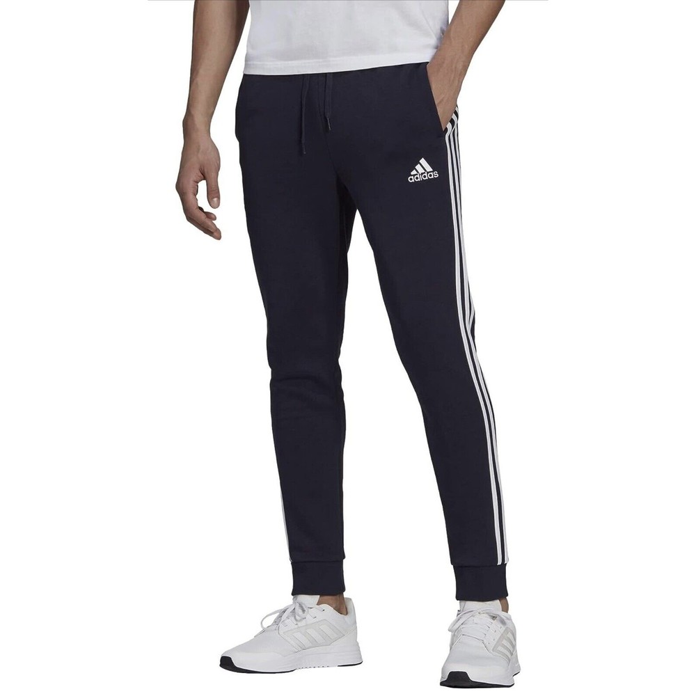 Adidas Mens Essential Fleece Tapered Cuff 3 Stripe Pants 3XL Legend Ink/White